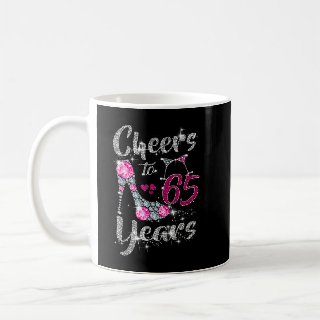 Caneca De Café 65th Birthday Gifts Cheers To 65 Year Old Wine hig (Esquerda)