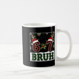 Caneca De Café 67 Bruh Chapéu de Natal de Xadrez Antlers Engraçad