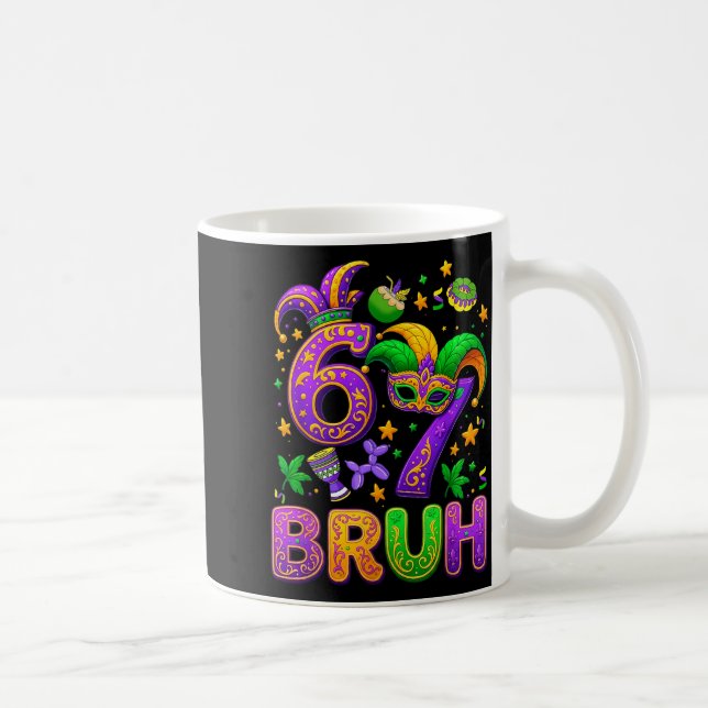 Caneca De Café 67 Bruh Mardi Gras Jester Mask New Orleans  (Direita)