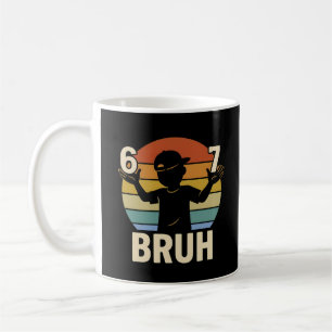 Caneca De Café 67 Bruh Retro Menino 6 7 Meme Crianças Jardim de I