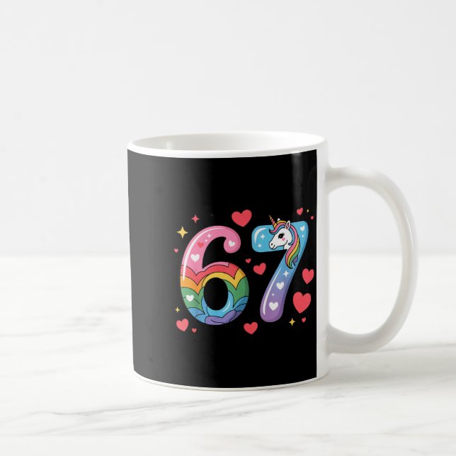Caneca De Café 67 Camisa Número Meme Engraçado Seis Sete 6 7  (Direita)
