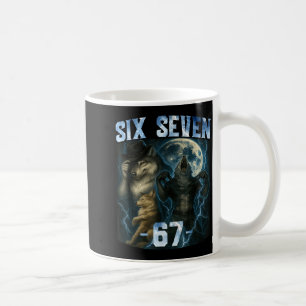 Caneca De Café 67 Camiseta Gráfica Divertida Meme Lobo Alpha Humo
