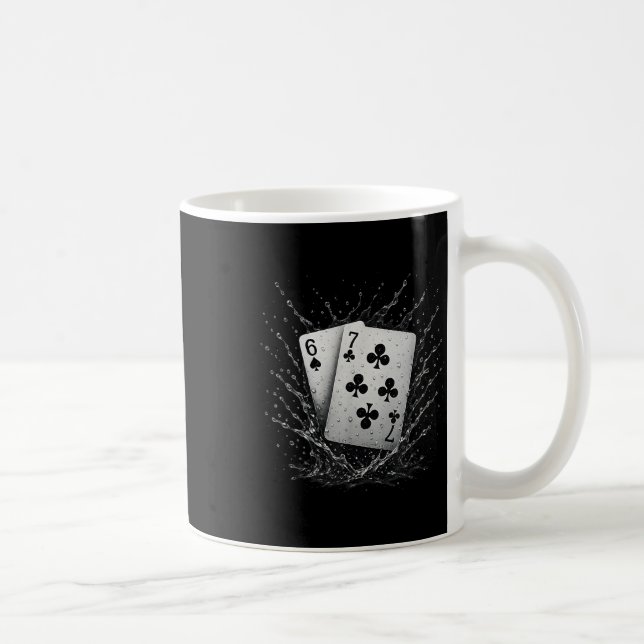 Caneca De Café 67 Cartas de Baralho Seis Sete Meme Jogo de Cartas (Direita)