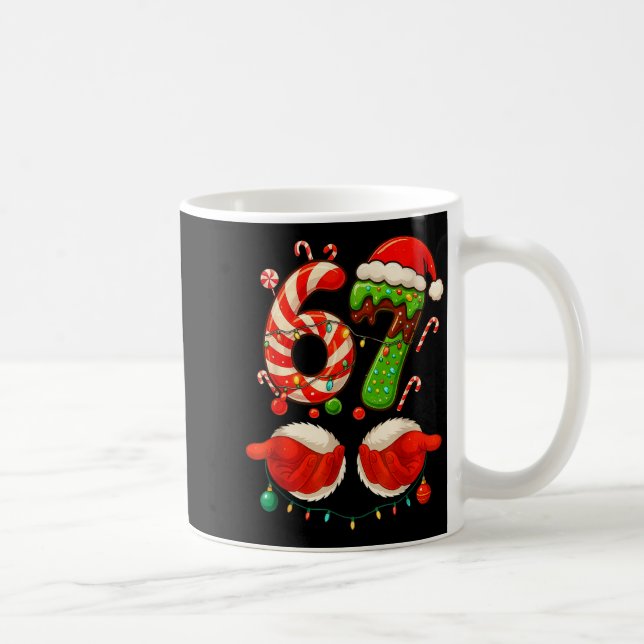 Caneca De Café 67 Christmas 6 7 Six Seven Meme 67 Candy Cane Xmas (Direita)