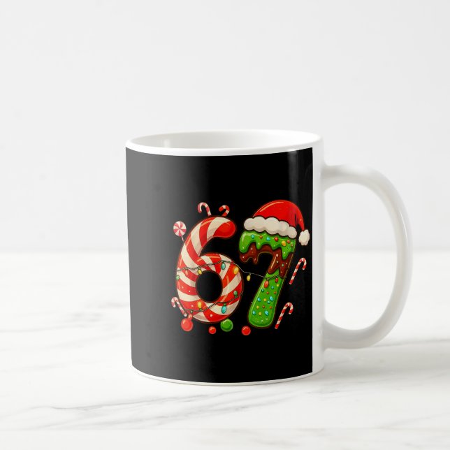 Caneca De Café 67 Christmas 6 7 Six Seven Meme 67 Candy Cane Xmas (Direita)