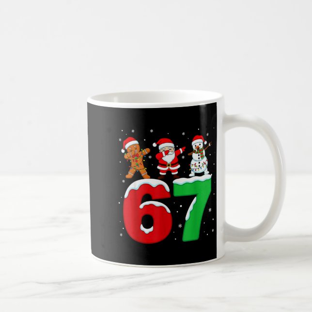 Caneca De Café 67 Christmas Dabbing Santa Snowman Funny Six Seven (Direita)