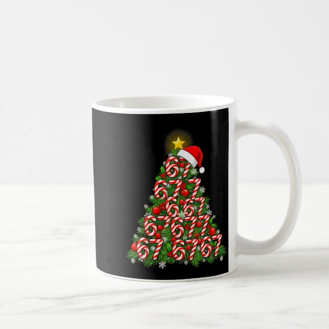 Caneca De Café 67 Christmas Tree Candy Cane Holiday Six Seven Mem (Direita)