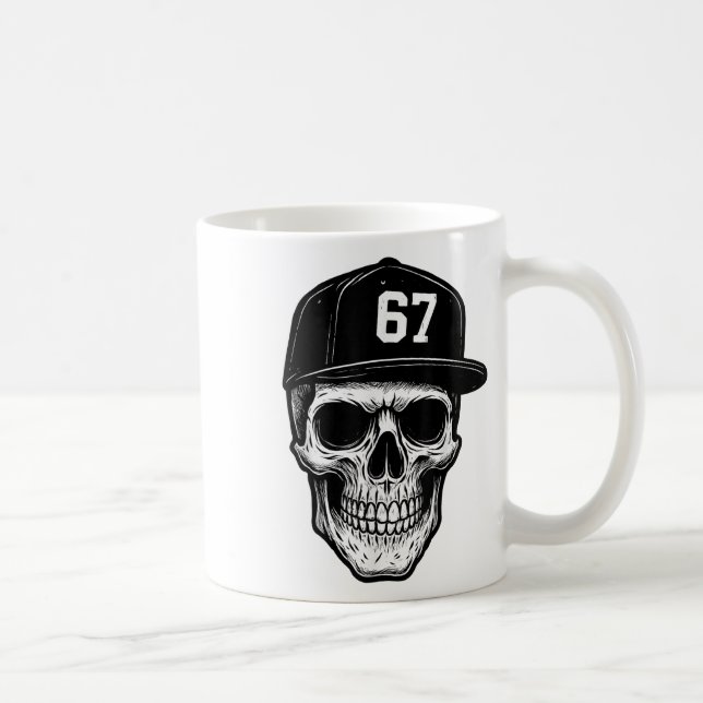 Caneca De Café 67 Crânio Halloween Brainrot Meme Seis Sete Crianç (Direita)