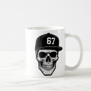 Caneca De Café 67 Crânio Halloween Brainrot Meme Seis Sete Crianç