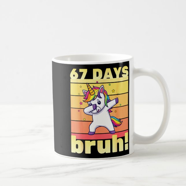 Caneca De Café 67 Days Of School Bruh Funny Teacher Kids Dabbing  (Direita)
