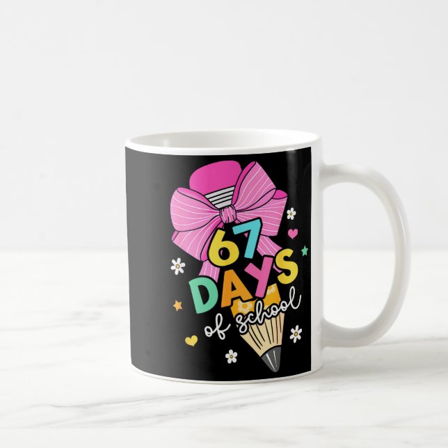 Caneca De Café 67 Days Of School Girls Coquette Bow 67th Day Of S (Direita)