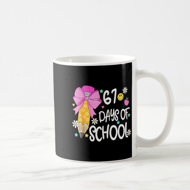 Caneca De Café 67 Days Of School Girls Coquette Bow 67th Day Of S (Direita)
