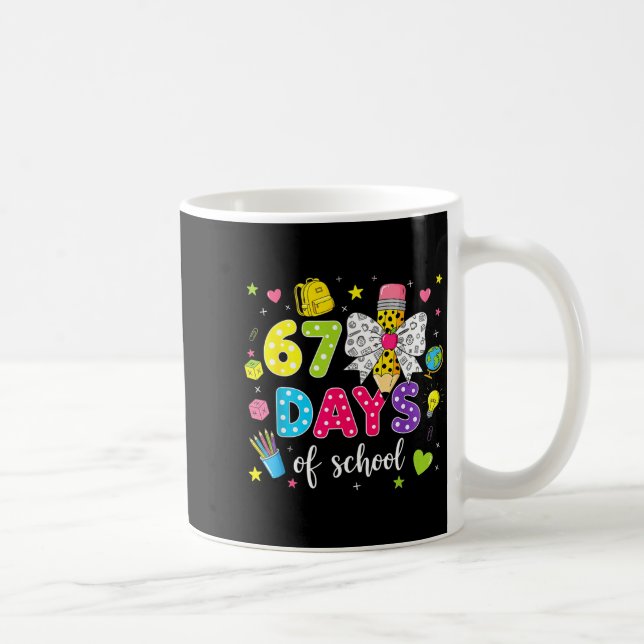 Caneca De Café 67 Days Of School Girls Coquette Bow Pencil 67 Day (Direita)