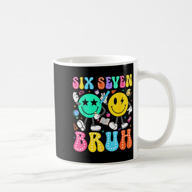 Caneca De Café 67 Days Of School Six Seven Bruh Meme Smile Face B (Direita)