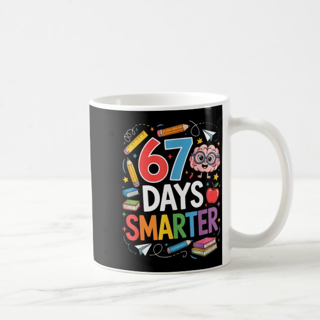 Caneca De Café 67 Days Smarter 67th Day Of School Teacher Kids Bo (Direita)