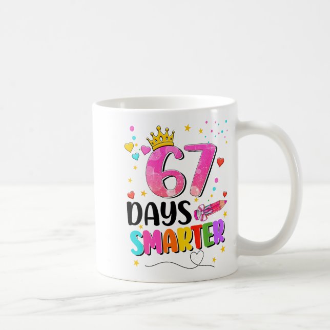 Caneca De Café 67 Days Smarter Six Seven Bow Kids Teachers Six Se (Direita)