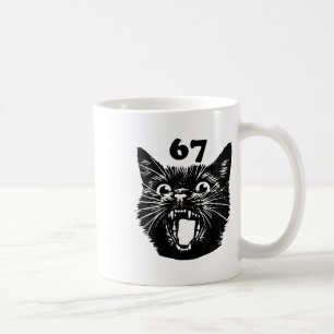 Caneca De Café 67 Gato Preto Halloween Brainrot Meme Seis Sete Ga