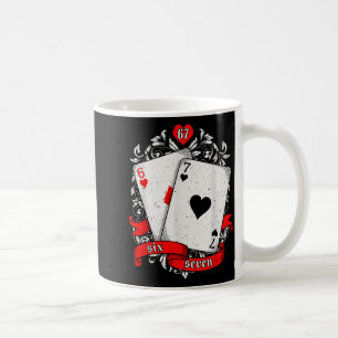 Caneca De Café 67 Ker Cartão de Meme Arte Mão Sortuda Estética Re