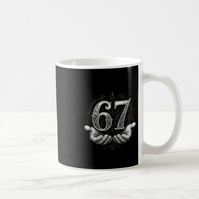 Caneca De Café 67 Meme 6 7 Six Seven Hands Funny Gen Alpha Slang  (Direita)