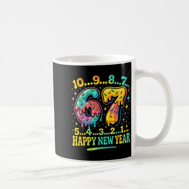 Caneca De Café 67 Meme Countdown Happy New Year Funny Drip Number (Direita)
