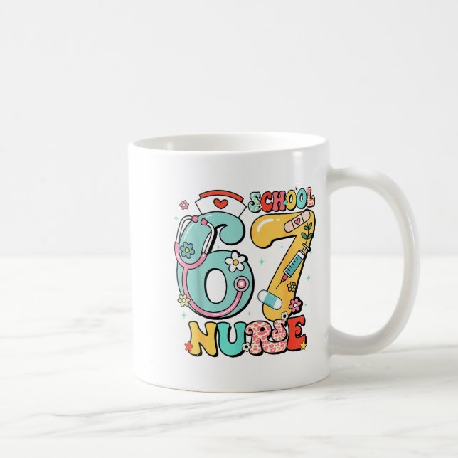 Caneca De Café 67 Meme Funny School Nurse Six Seven Meme  (Direita)