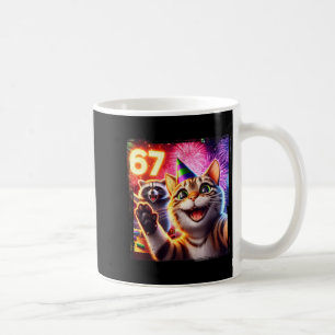 Caneca De Café 67 Meme Gato Guaxinim Ano Novo Selfie Divertido An