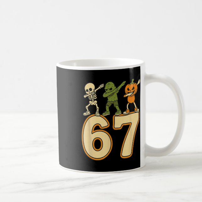 Caneca De Café 67 Meme Piadas de Halloween Números Seis Sete Home (Direita)