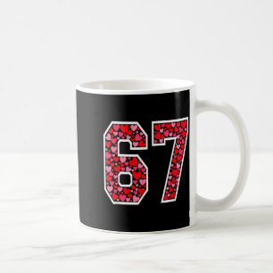 Caneca De Café 67 Meme Seis Sete 6 7 Corações de São Valentim