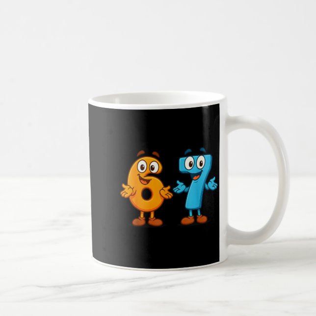 Caneca De Café 67 Meme Seis Sete Crianças Blocos Numéricos Profes (Direita)