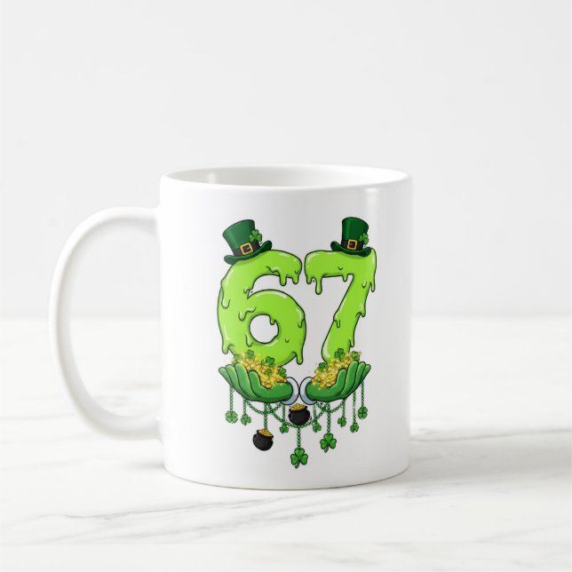Caneca De Café 67 Meme Shamrocks Six Seven Shamrocks 6-7 St Patri (Esquerda)