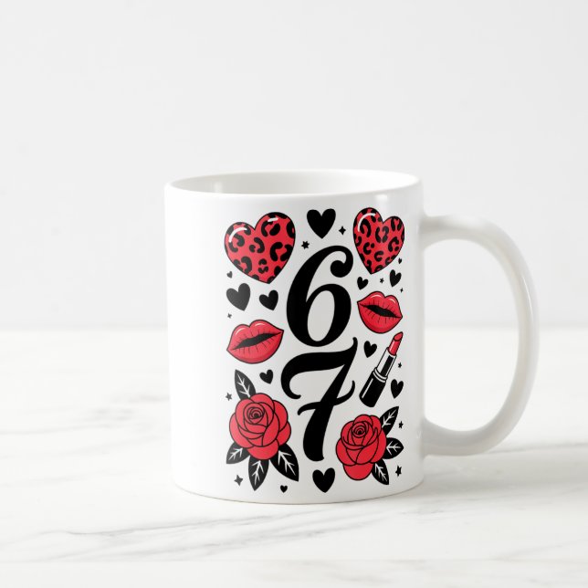 Caneca De Café 67 Meme Six Seven 67 Meme Six Seven 6 7 Valentine  (Direita)