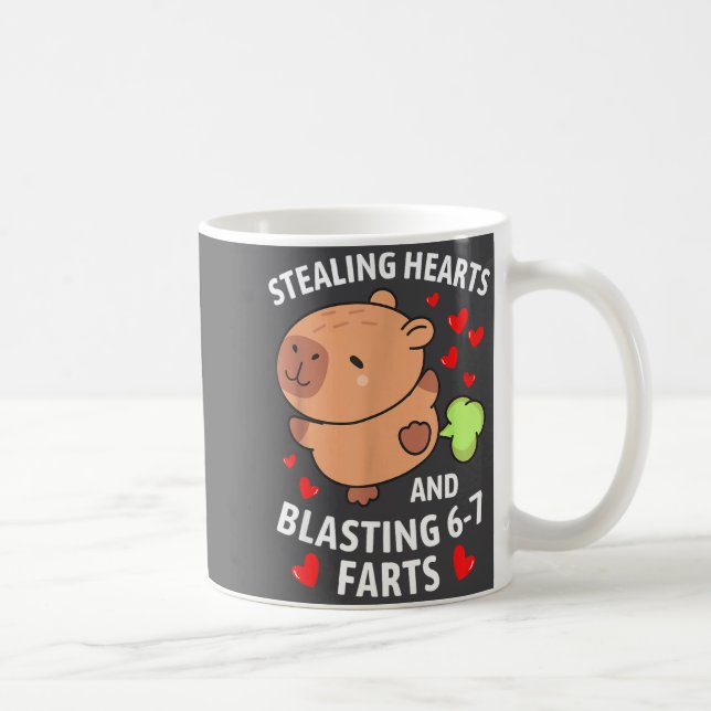 Caneca De Café 67 Meme Stealing Hearts Valentine's Day Capybara K (Direita)