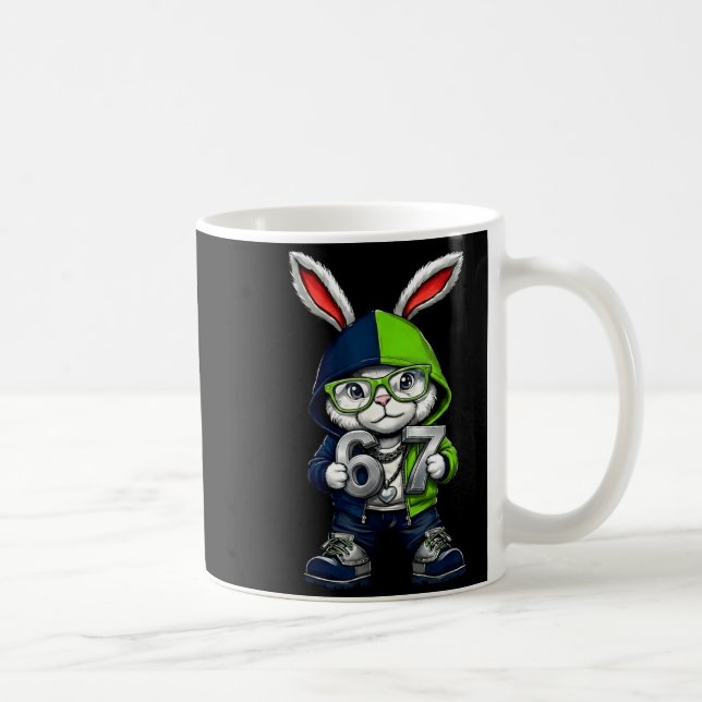 Caneca De Café 67 orelhas de coelho seis sete meme coelho de Pásc (Direita)