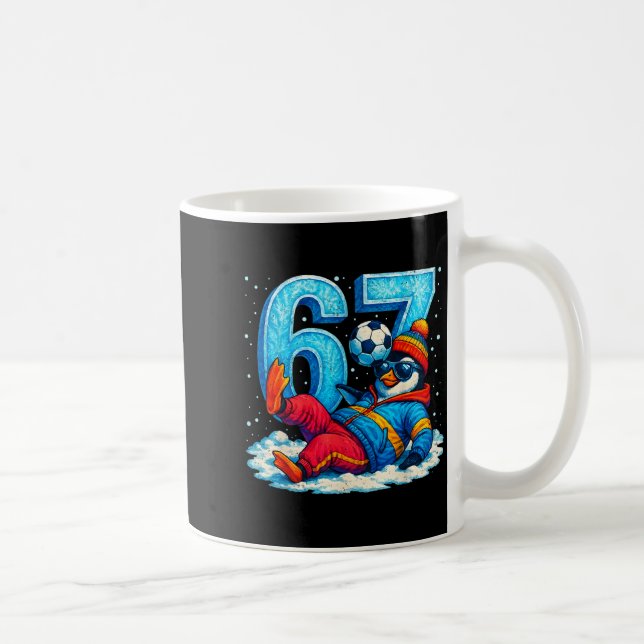 Caneca De Café 67 Penguin Soccer Funny Winter Meme Gift  (Direita)