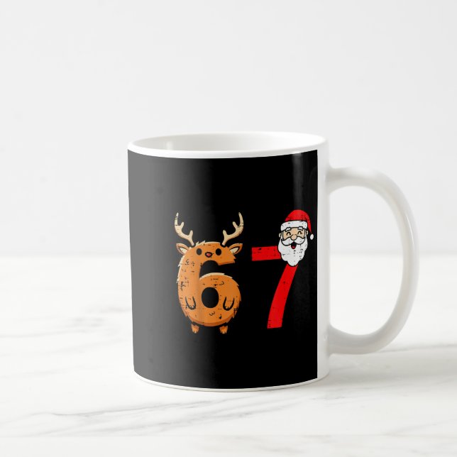Caneca De Café 67 Reindeer Santa Funny 6 7 Meme Christmas Men Wom (Direita)
