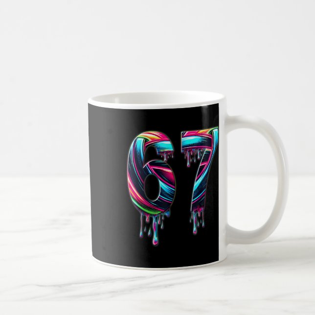 Caneca De Café 67 Seis Sete 6 7 Design de Meme Engraçado 6 7  (Direita)