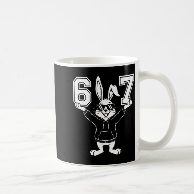Caneca De Café 67 seis sete coelho fofo com óculos de sol (Direita)