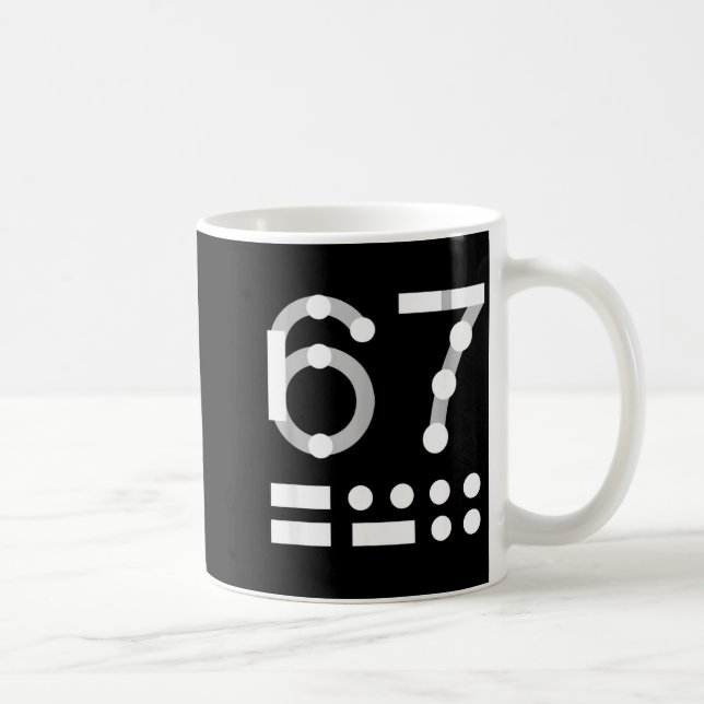 Caneca De Café 67 Shirt, Morse Code 67 Kid Meme Six Seven Graphic (Direita)