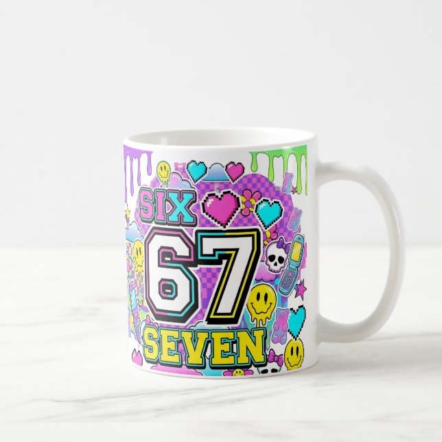 Caneca De Café 67 Six Seven Retro Y2K Aesthetic mug (Direita)