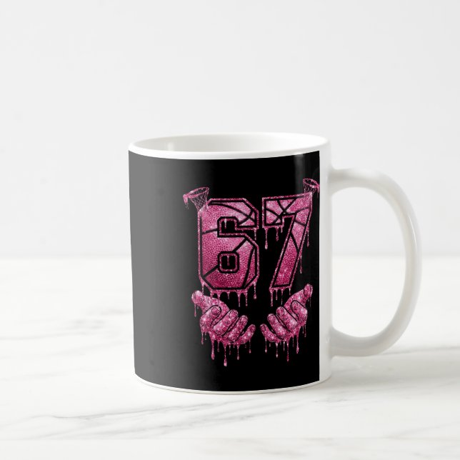 Caneca De Café 67 Sketll Dripping Six Seven Meme Pink Drip 6-7  (Direita)