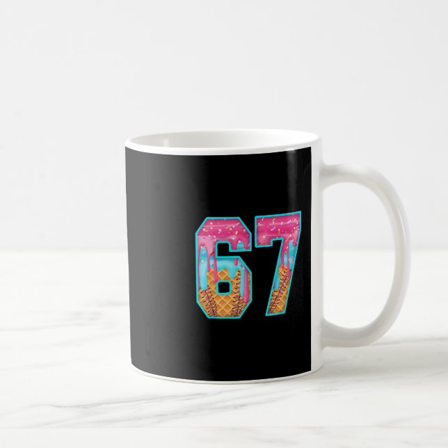 Caneca De Café 67 Sorvete Drip Meme Divertido Seis Sete Número Di (Direita)