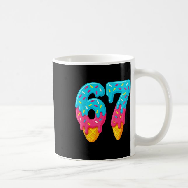 Caneca De Café 67 Sorvete Drip Meme Divertido Six Seven Geração A (Direita)