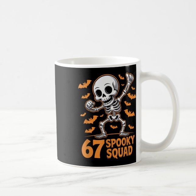 Caneca De Café 67 Spooky Squad Halloween Skeleton 6 7 Meme Six Se (Direita)