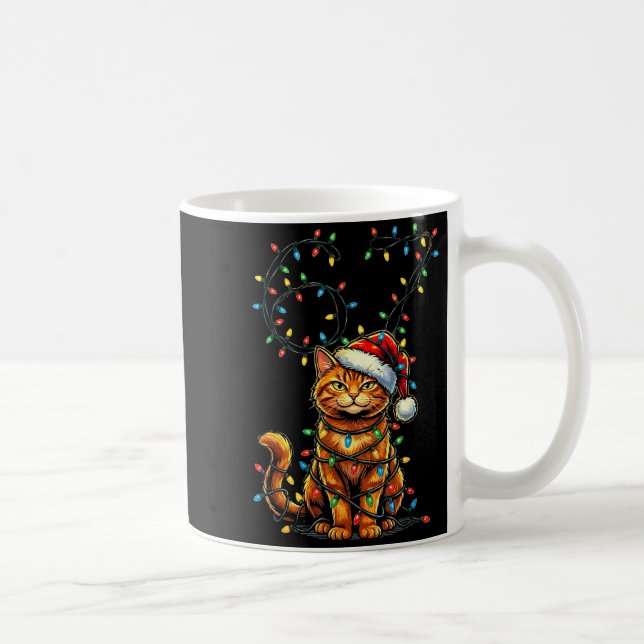 Caneca De Café 67 Tabby Orange Cat Christmas Santa Hat Six Seven  (Direita)