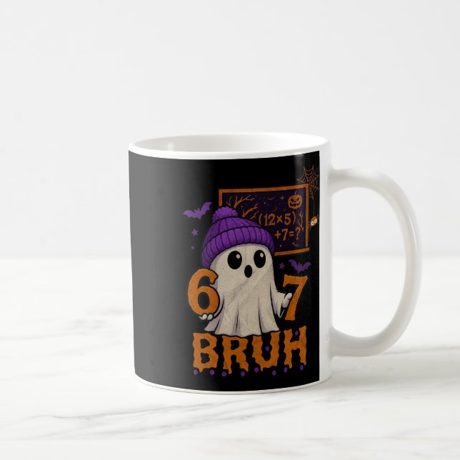 Caneca De Café 67 Teacher Halloween Ghost Six Seven Meme Math Equ (Direita)