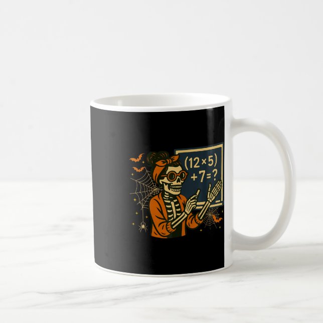 Caneca De Café 67 Teacher Halloween Skeleton Six Seven Meme Math  (Direita)