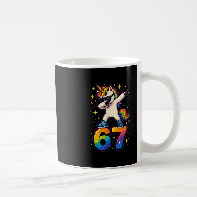 Caneca De Café 67 Unicórnio Dabbing Six Seven Meme Engraçado  (Direita)