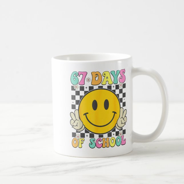 Caneca De Café 67th Day Of School 100th Day Teacher Kids Six Seve (Direita)