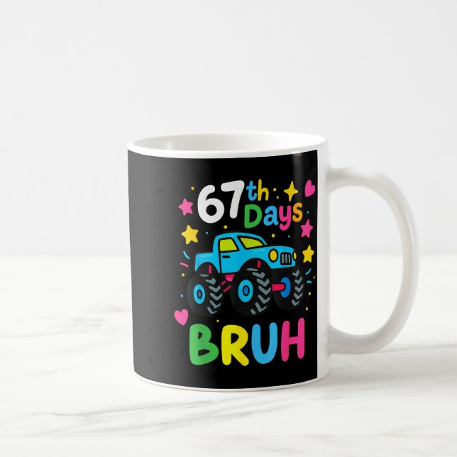 Caneca De Café 67th Day Of School Bruh Funny Meme 67 Monster Truc (Direita)