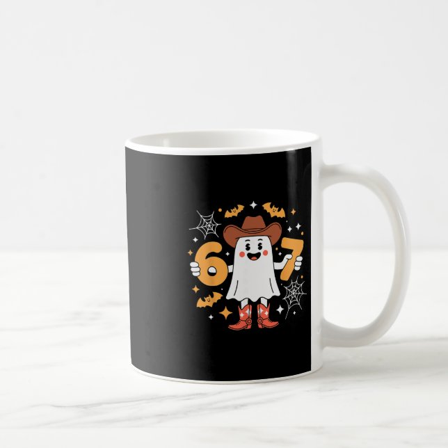 Caneca De Café 6 7 Halloween Ghost 67 Meme Gen Alpha Six Seven  (Direita)